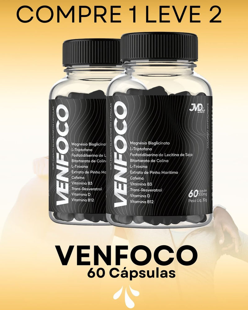 Compre 1 Leve 2 - Venfoco 60 Cápsulas - A chave Para Um Desempenho Mental de Alta performance