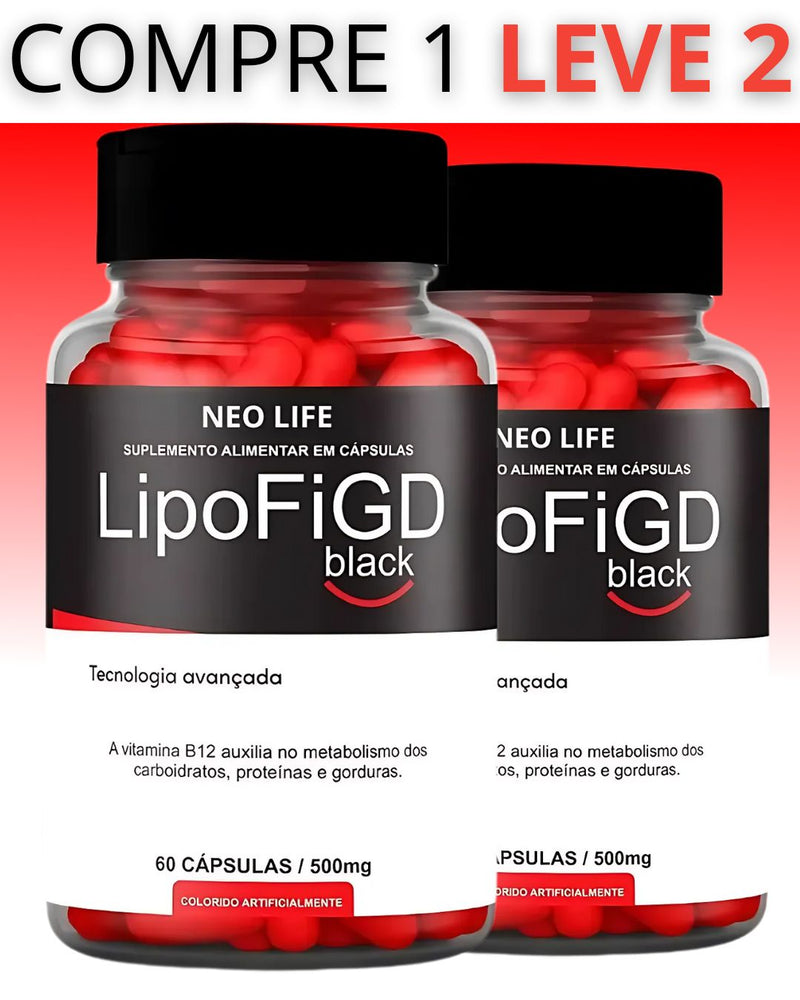 Compre 1 Leve 2 - LipoFiGD Black 60 Cápsulas - Equilibre-se Naturalmente + Frete Grátis